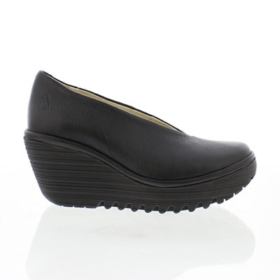 Black Women's Fly London YAZ Wedge | JTNP-92638