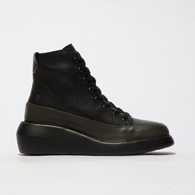 Green / Black Women's Fly London Boze515fly Ankle Boots | YXPV-15930