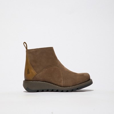 Grey / Brown Women's Fly London Sely918fly Ankle Boots | TXHA-94651