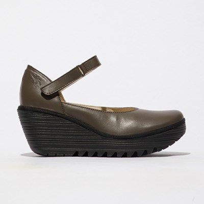 Grey Brown Women's Fly London Yawo345fly Wedge | XEOB-15764