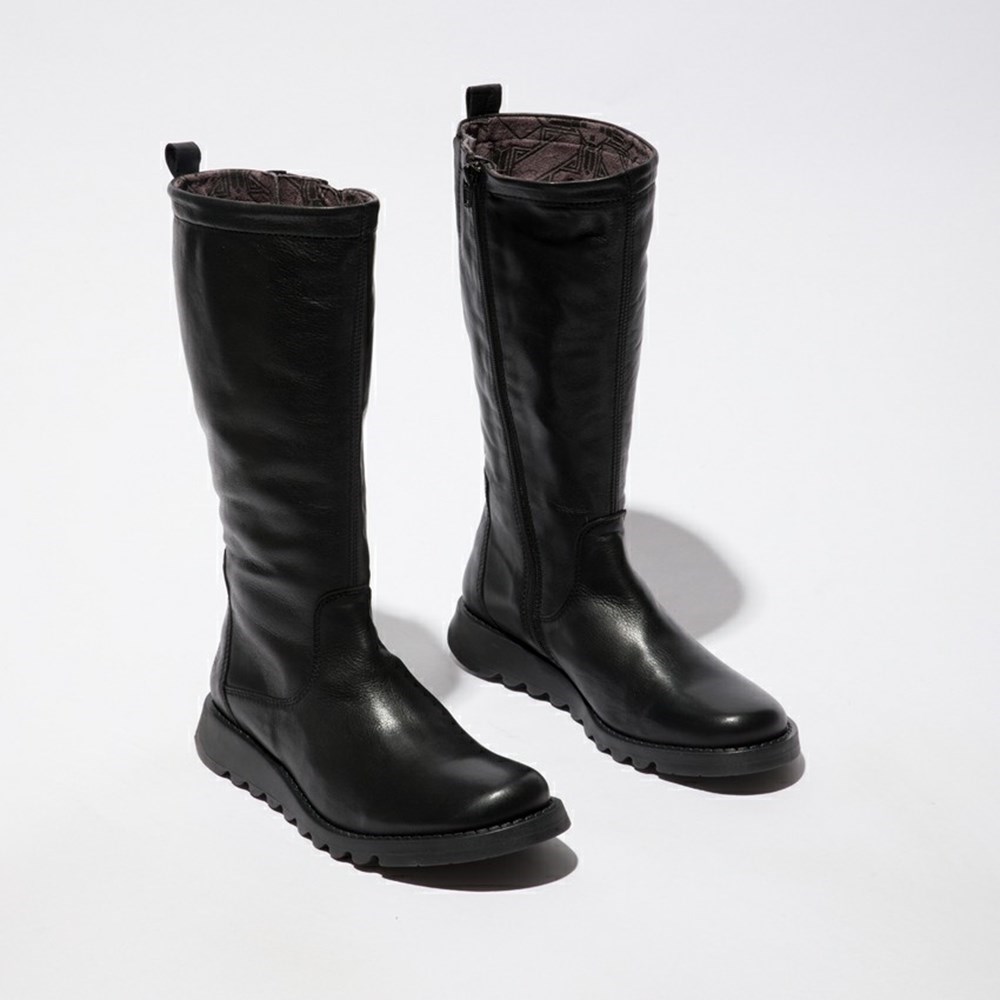 Black / Black Women's Fly London Seme828fly Knee High Boots | HJAB-45826