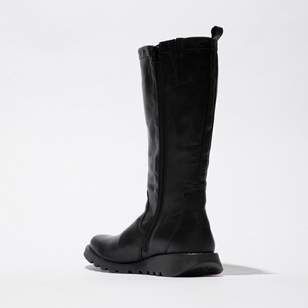 Black / Black Women's Fly London Seme828fly Knee High Boots | HJAB-45826