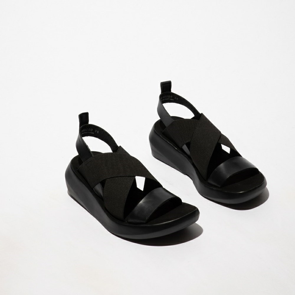 Black Women's Fly London Baji848fly Wedge | JTZE-37215