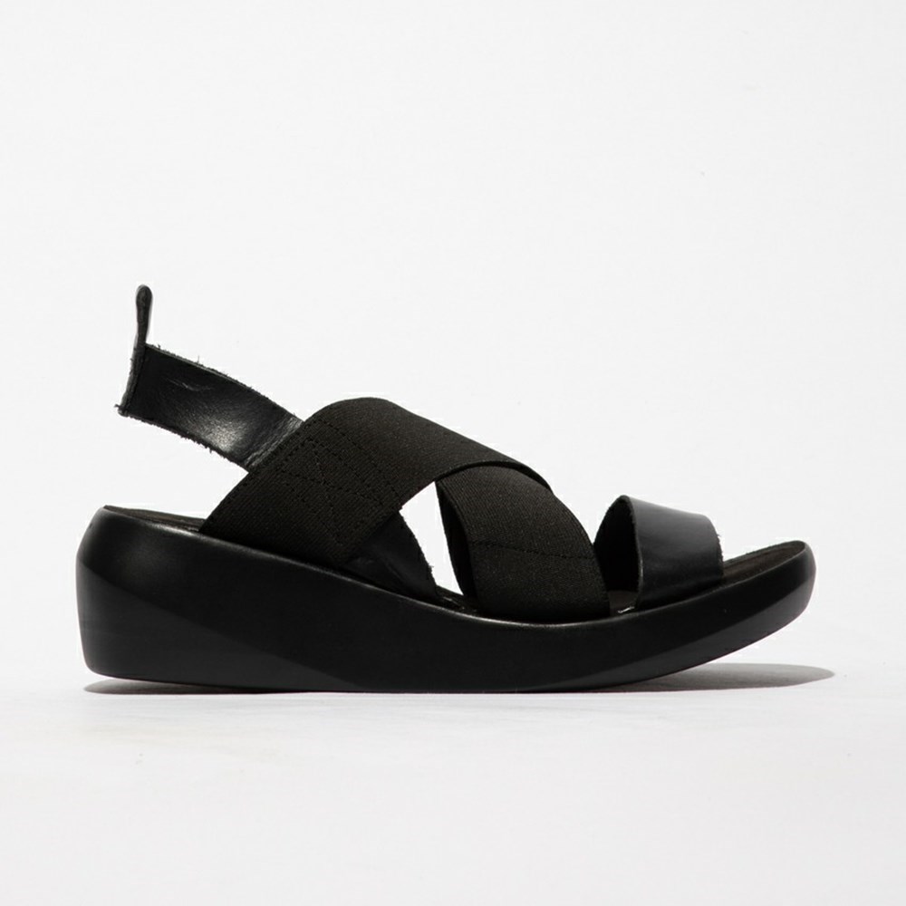 Black Women\'s Fly London Baji848fly Wedge | JTZE-37215