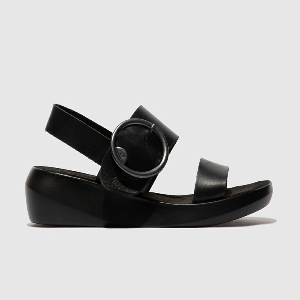 Black Women\'s Fly London Bani739fly Sandals | WZDN-53201
