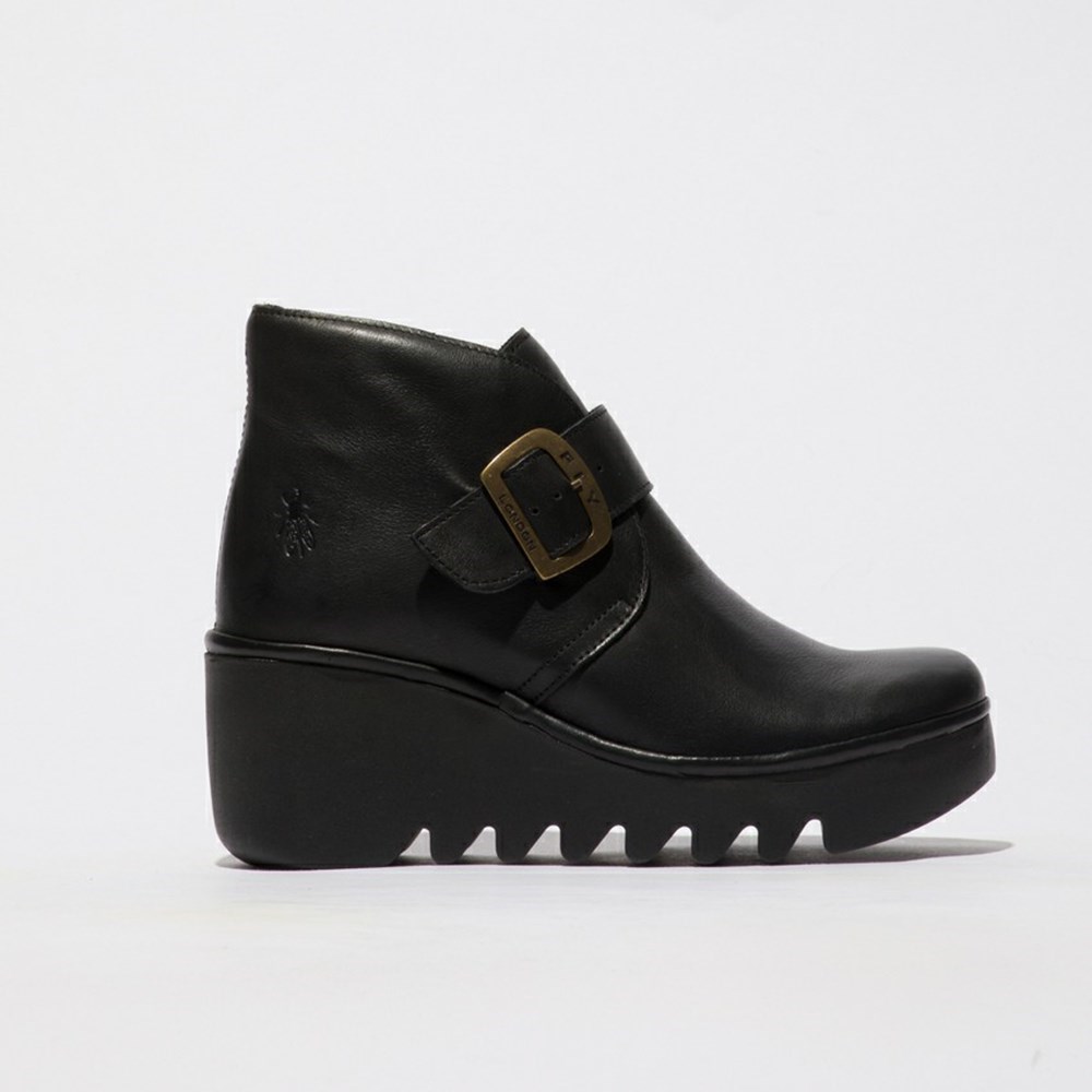 Black Women\'s Fly London Birt397fly Wedge | KUYG-76325