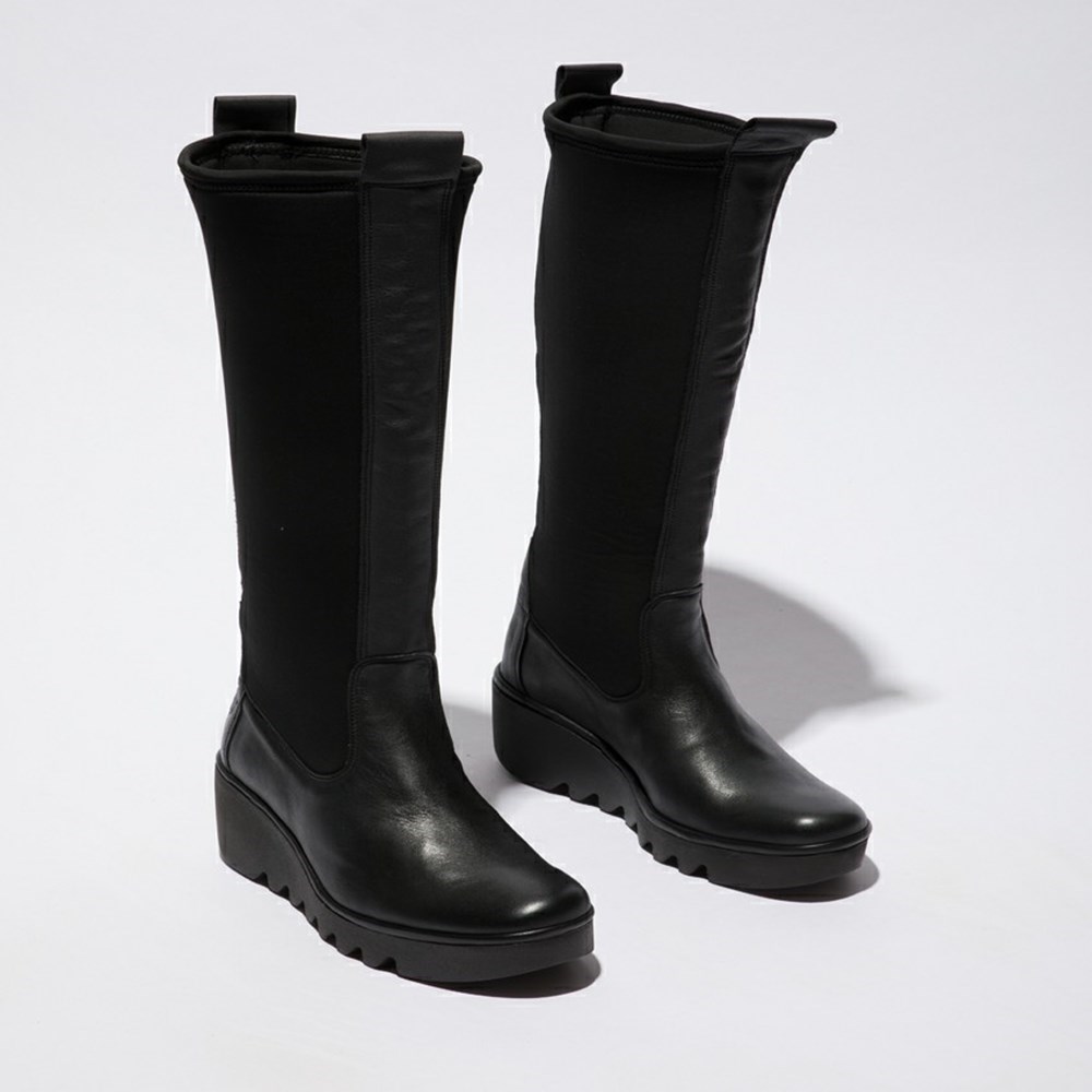 Black Women's Fly London Blye332fly Knee High Boots | OGQI-28370
