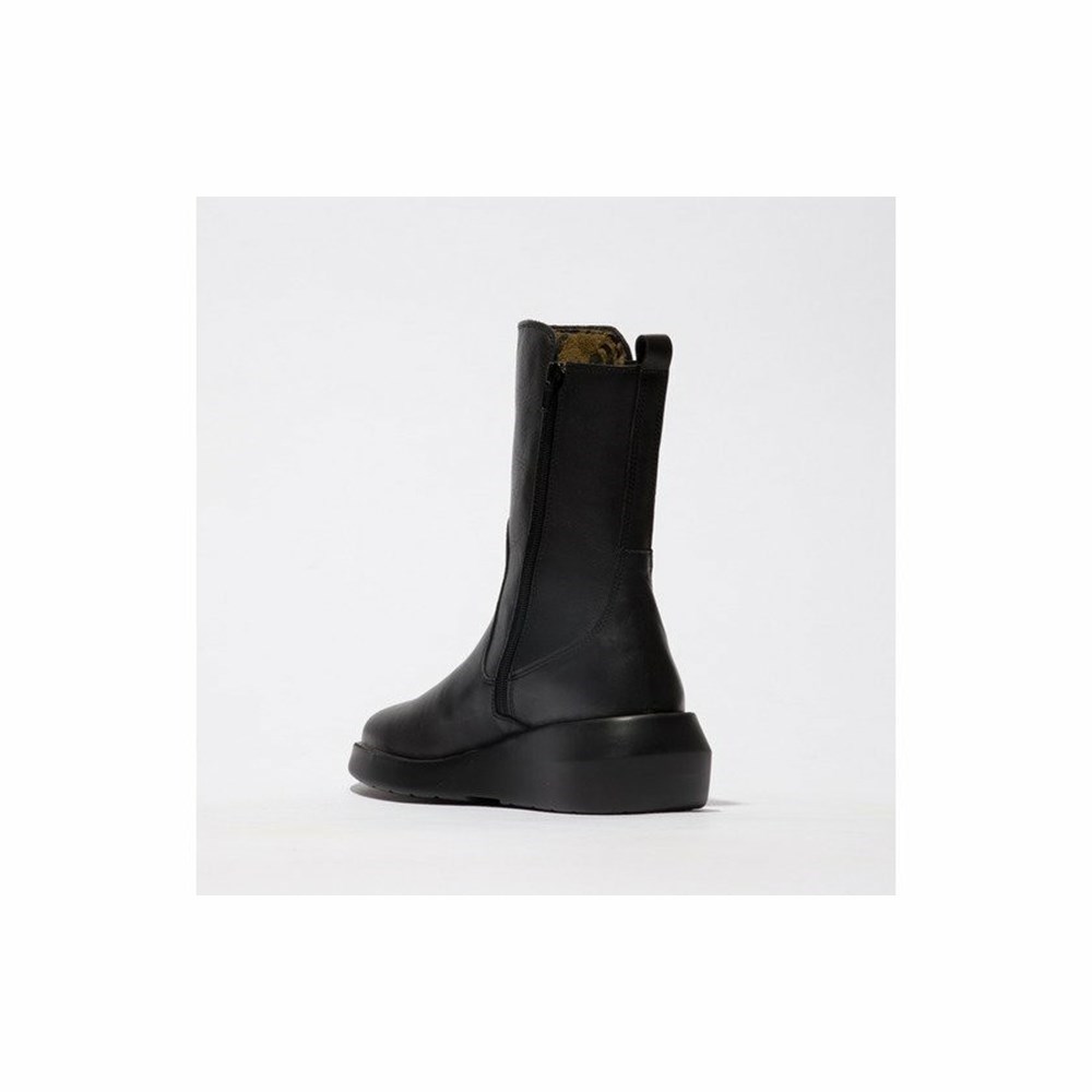 Black Women's Fly London Brin516Fly Mid Calf Boots | RAWB-65941