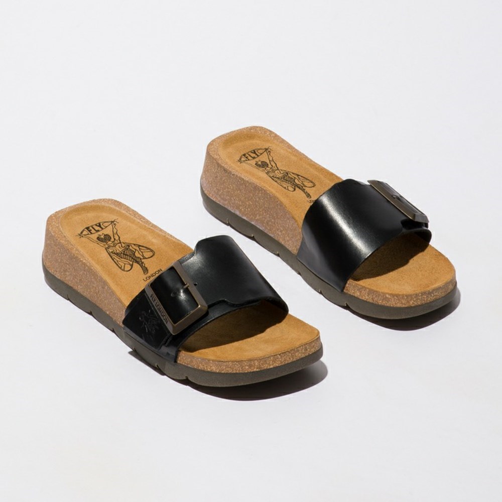 Black Women's Fly London Carb851fly Wedge | URHZ-94201