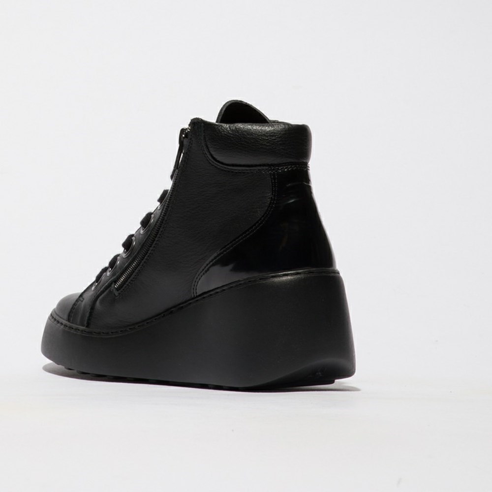 Black Women's Fly London Dice468fly Wedge | LKAD-69278