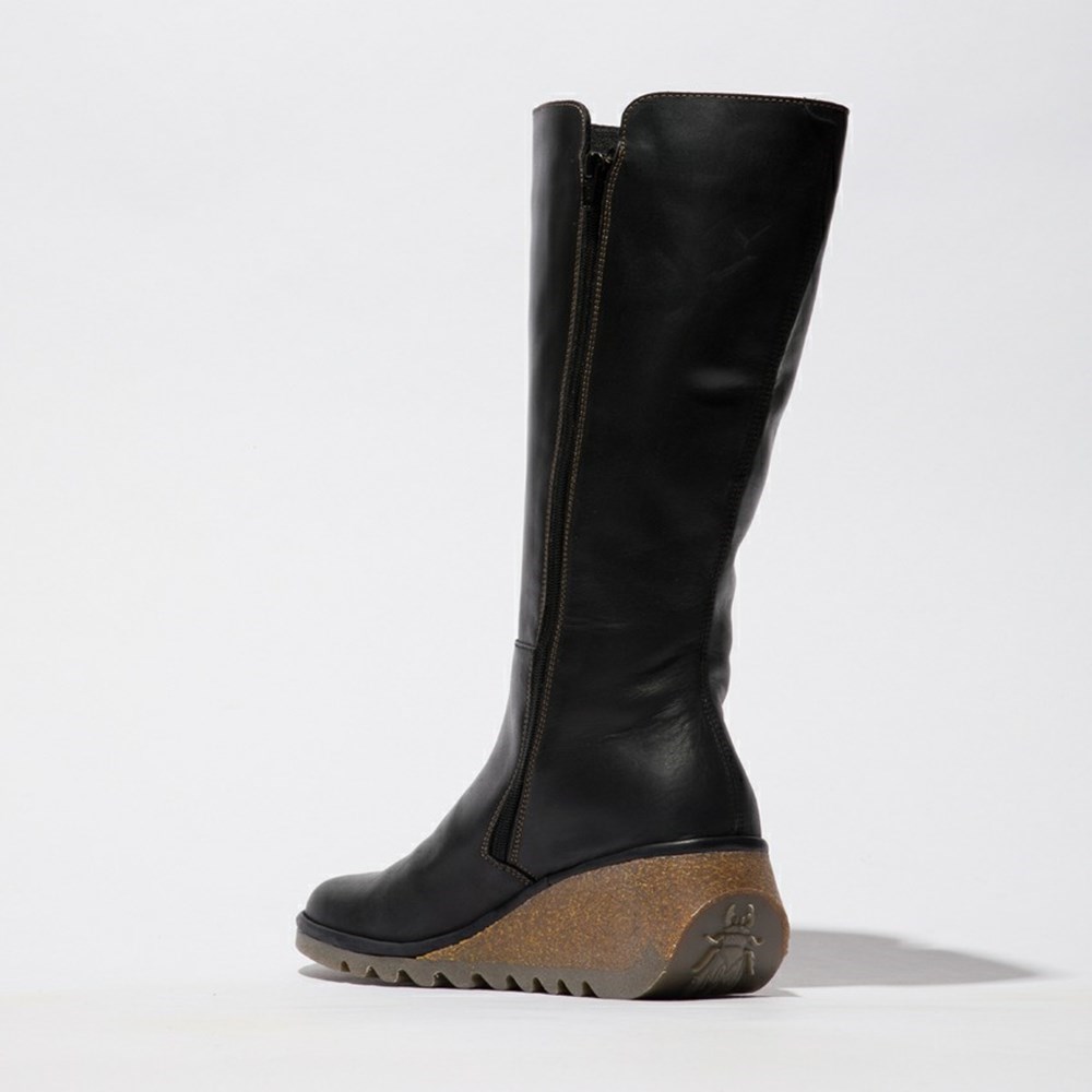 Black Women's Fly London Nary328fly Knee High Boots | PQVY-50784