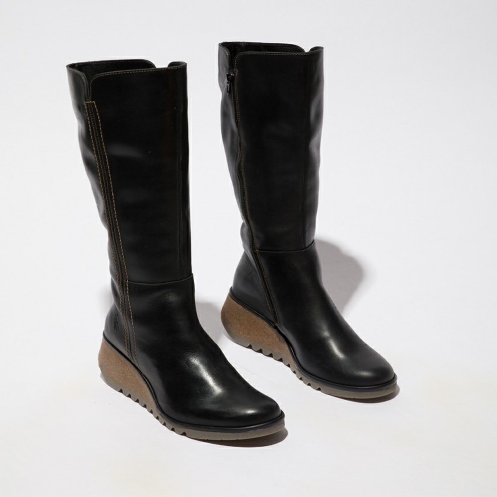 Black Women's Fly London Nary328fly Knee High Boots | PQVY-50784