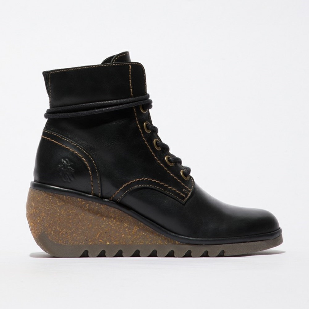Black Women\'s Fly London Nero257fly Wedge | OABZ-51309