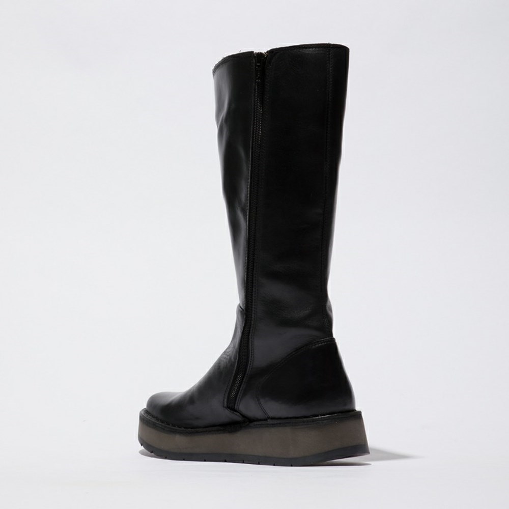 Black Women's Fly London Rhea042fly Knee High Boots | OIWA-89064