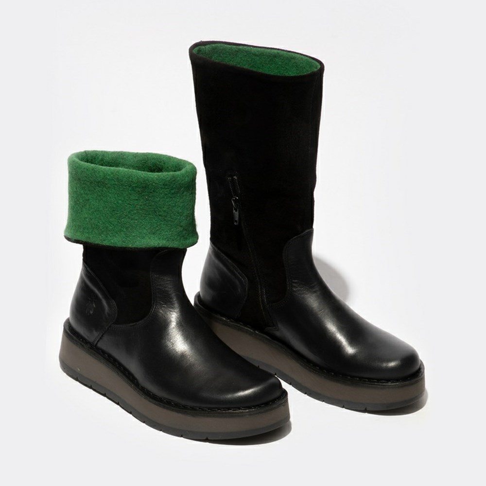 Black Women's Fly London Rula083fly Mid Calf Boots | ETGB-73628