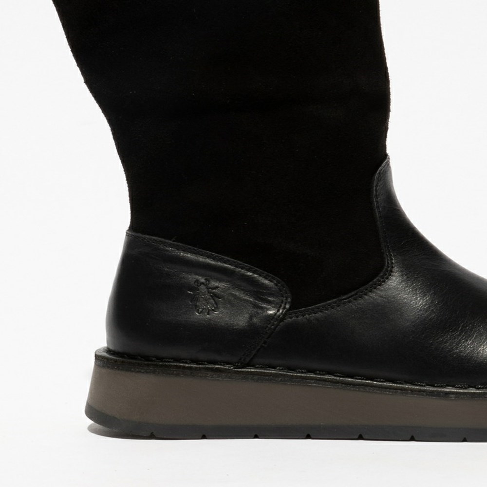 Black Women's Fly London Rula083fly Mid Calf Boots | ETGB-73628