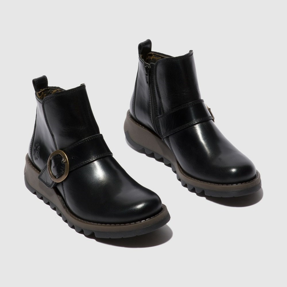 Black Women's Fly London Sias812fly Ankle Boots | CVAW-09618