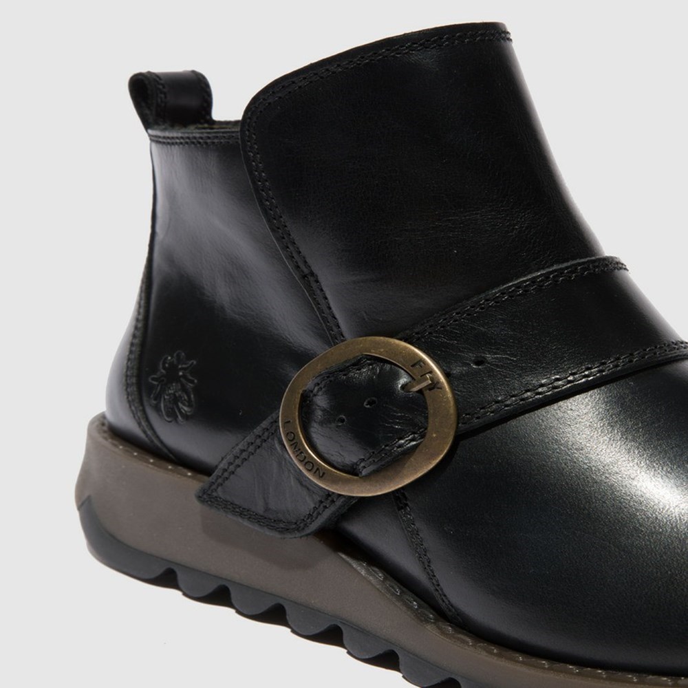 Black Women's Fly London Sias812fly Ankle Boots | CVAW-09618