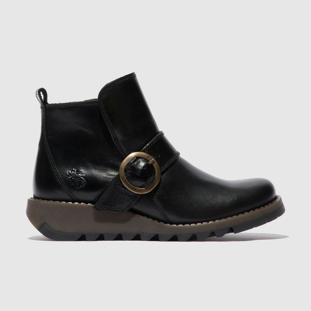 Black Women\'s Fly London Sias812fly Ankle Boots | CVAW-09618