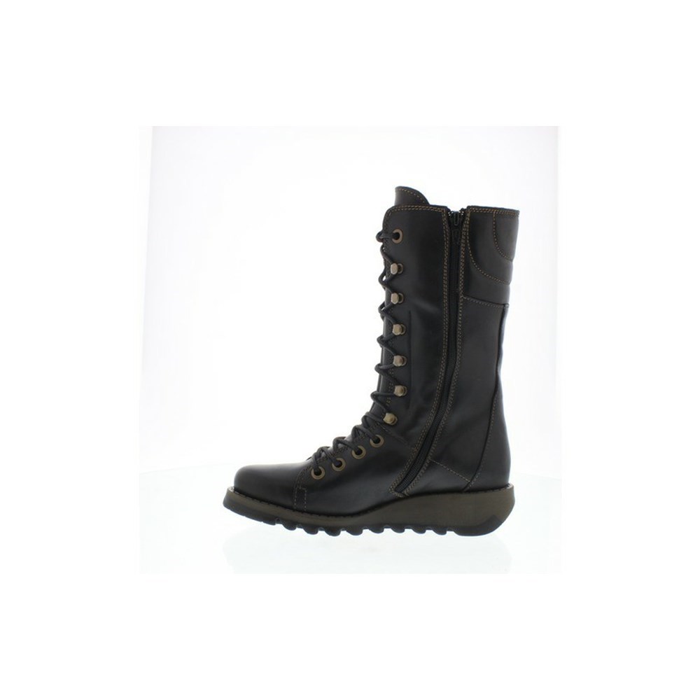 Black Women's Fly London Ster768fly Mid Calf Boots | ZSMI-82576