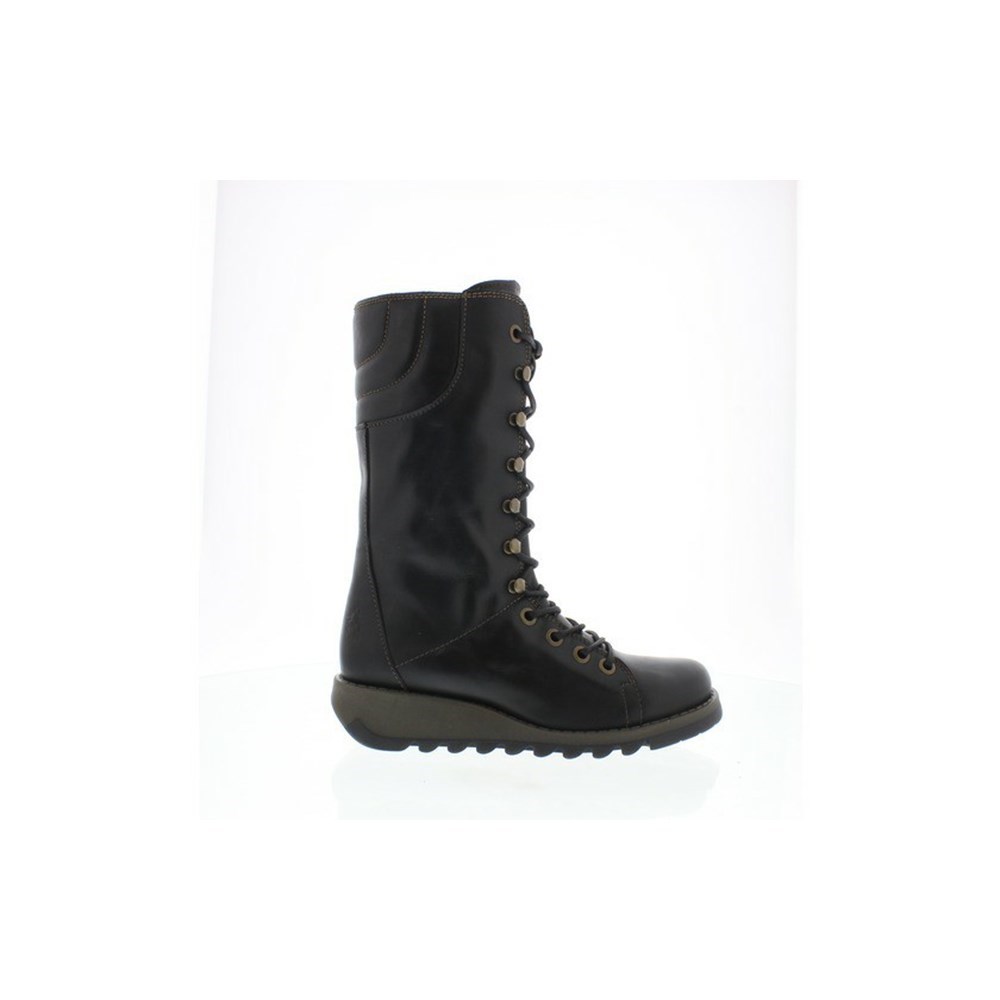 Black Women\'s Fly London Ster768fly Mid Calf Boots | ZSMI-82576