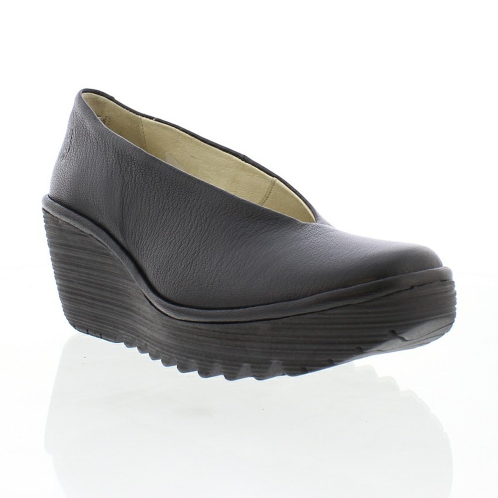 Black Women's Fly London YAZ Wedge | JTNP-92638