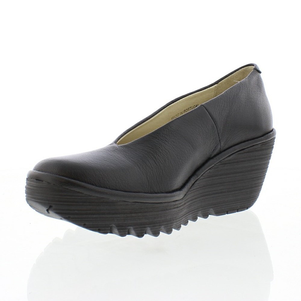 Black Women's Fly London YAZ Wedge | JTNP-92638