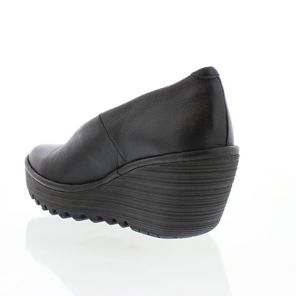Black Women's Fly London YAZ Wedge | JTNP-92638