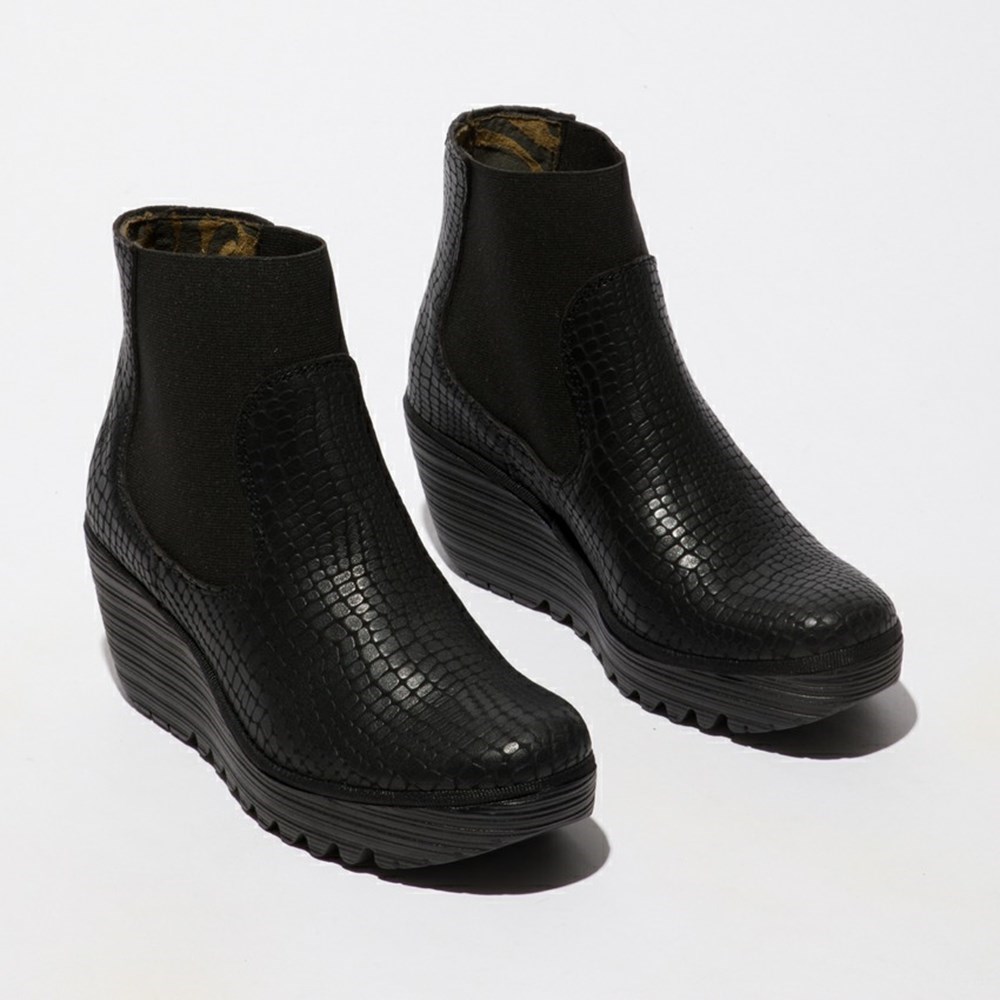 Black Women's Fly London Yade398fly Ankle Boots | ILFH-72108