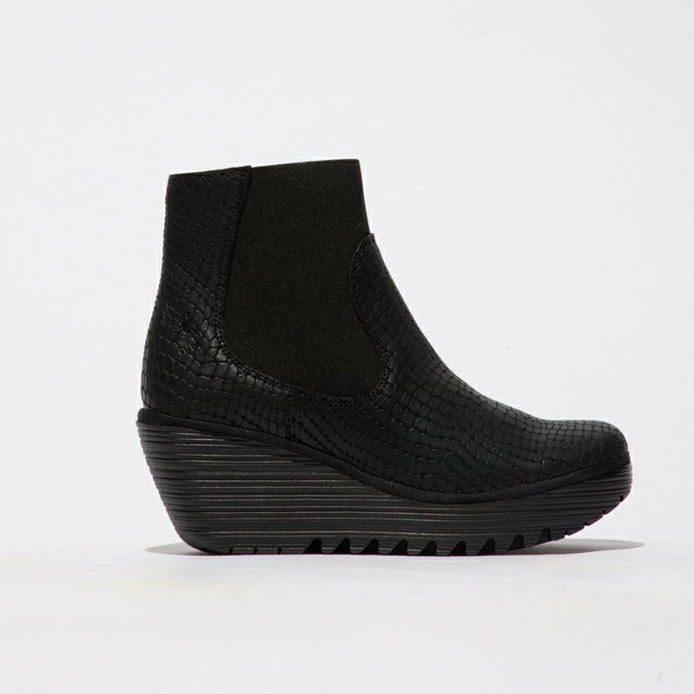 Black Women\'s Fly London Yade398fly Ankle Boots | ILFH-72108