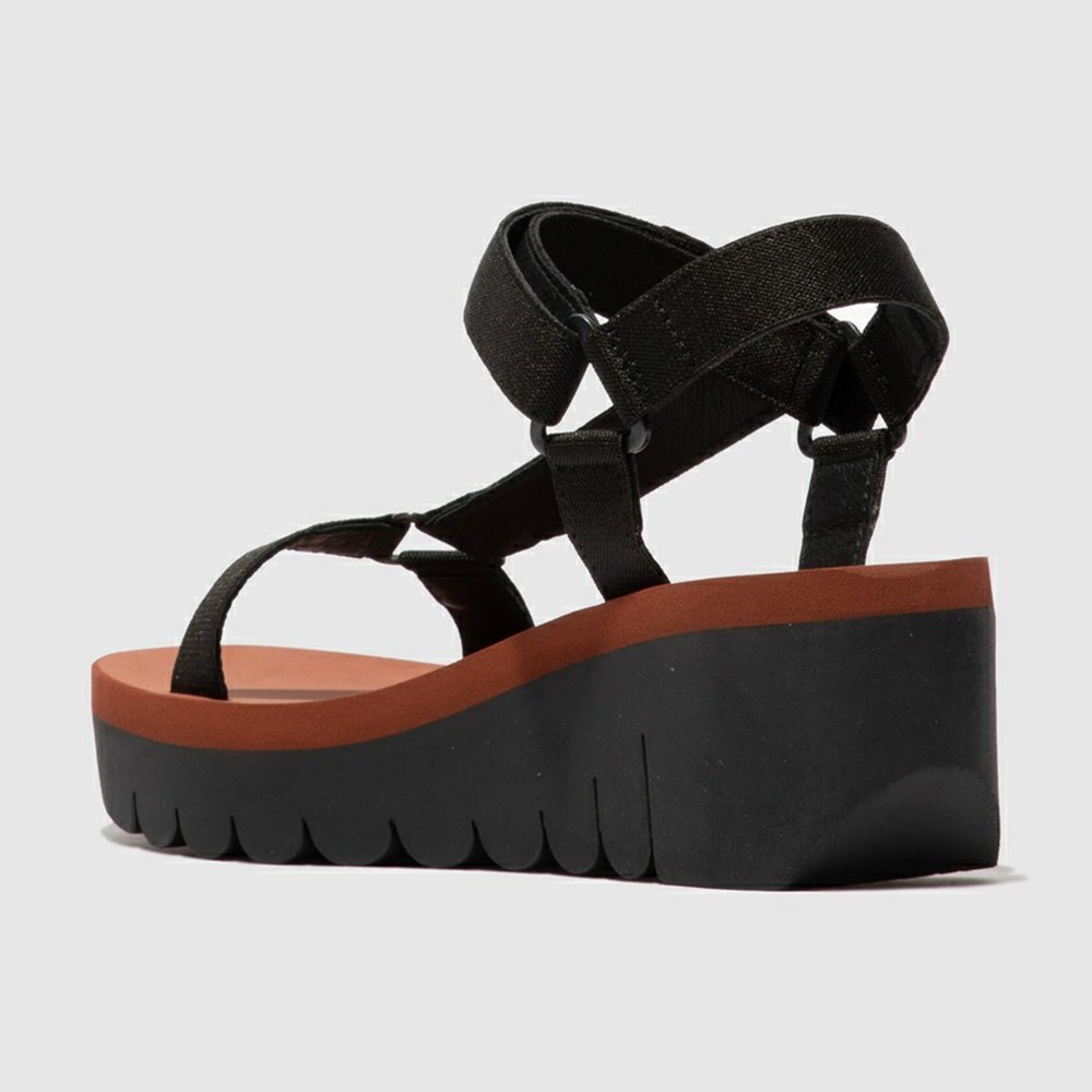 Black Women's Fly London Yefa726fly Wedge | VAPS-52130
