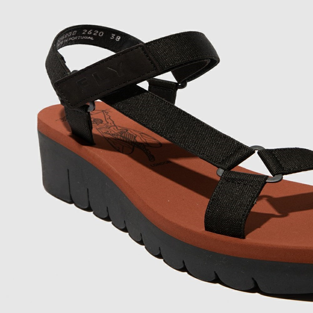 Black Women's Fly London Yefa726fly Wedge | VAPS-52130