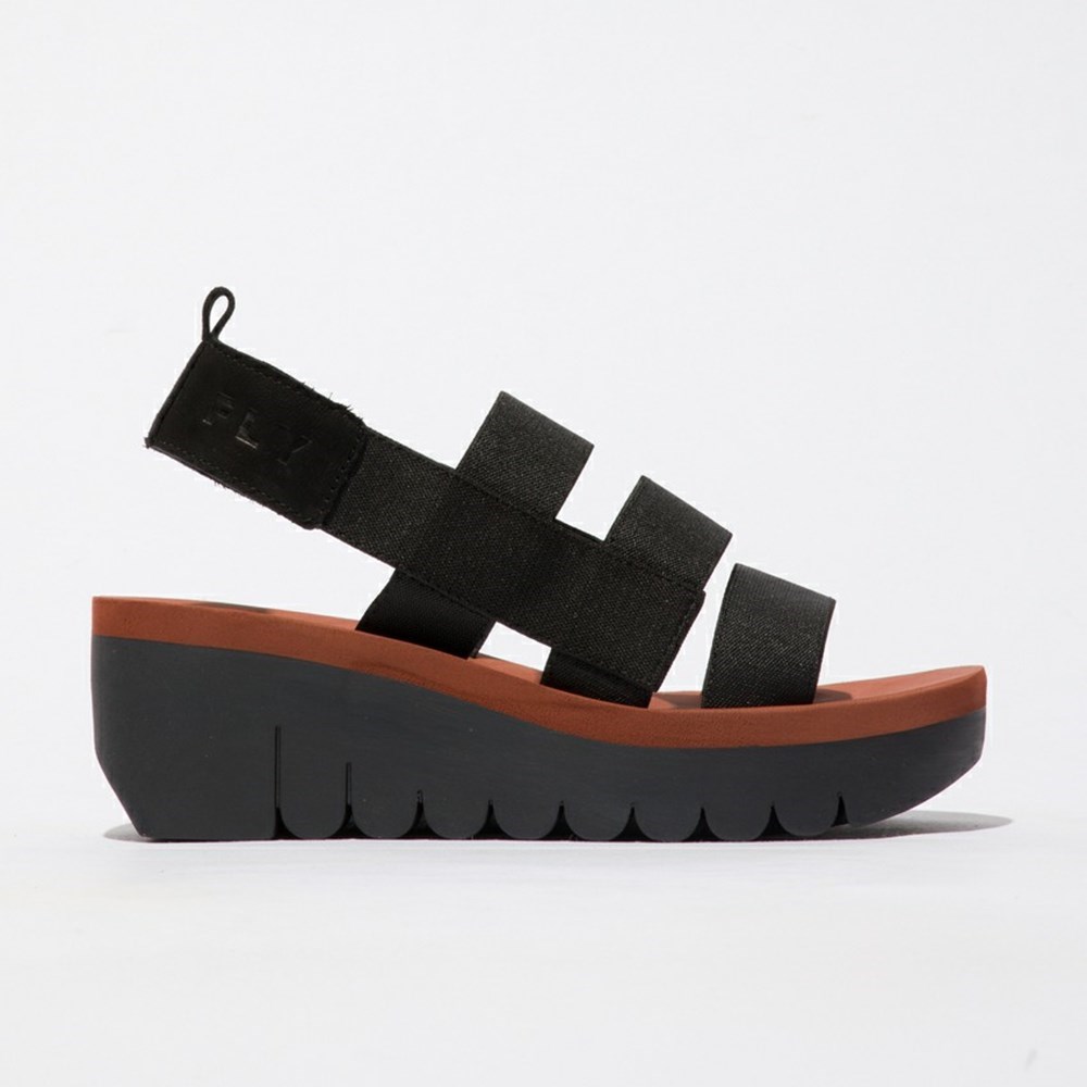 Black Women\'s Fly London Yere847fly Wedge | LAGJ-69803