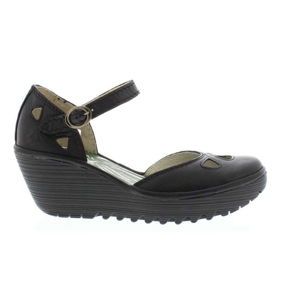 Black Women's Fly London Yuna Wedge | RZSG-45673
