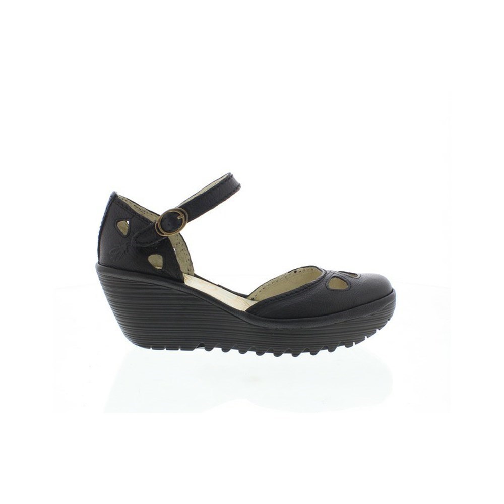 Black Women's Fly London Yuna Wedge | RZSG-45673