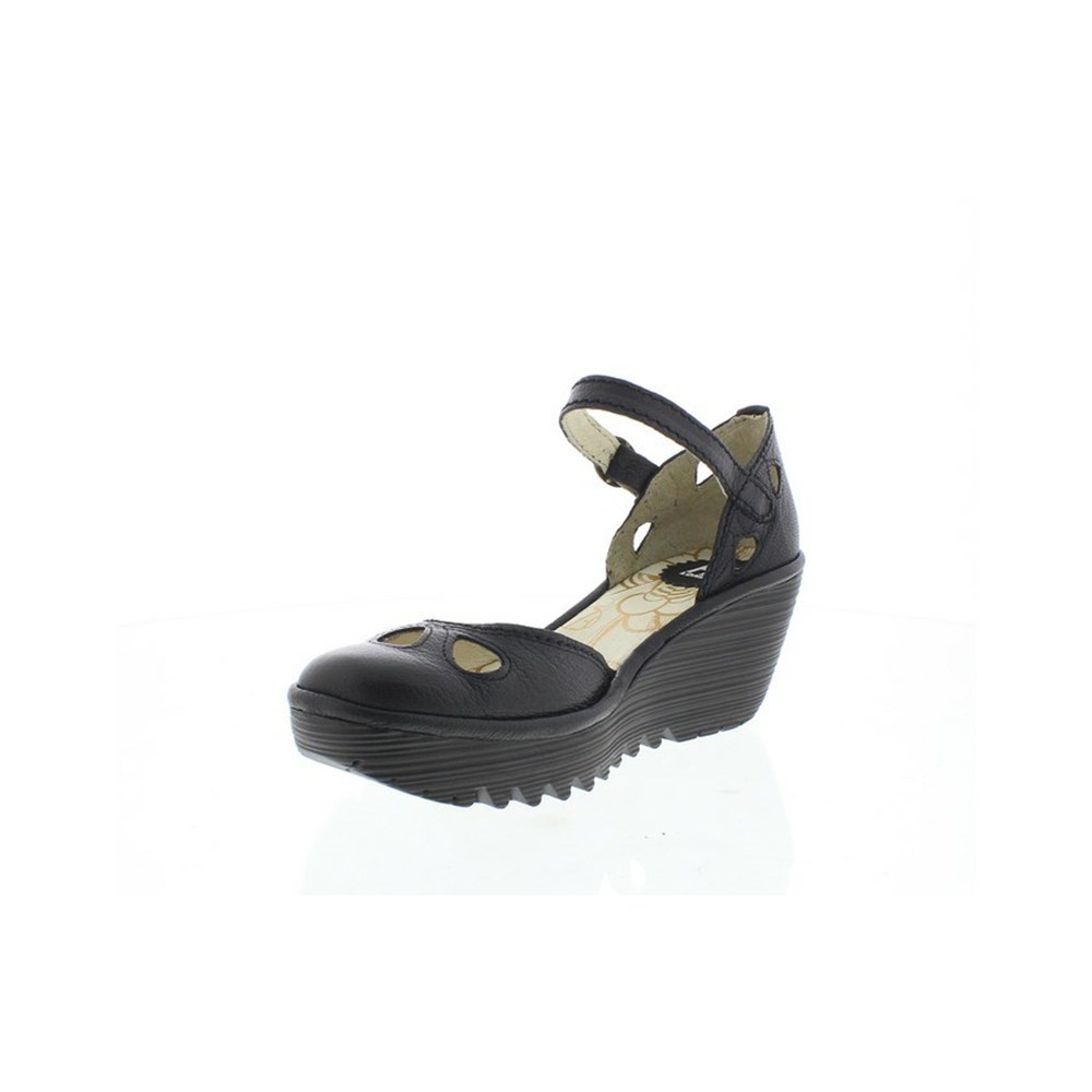 Black Women's Fly London Yuna Wedge | RZSG-45673