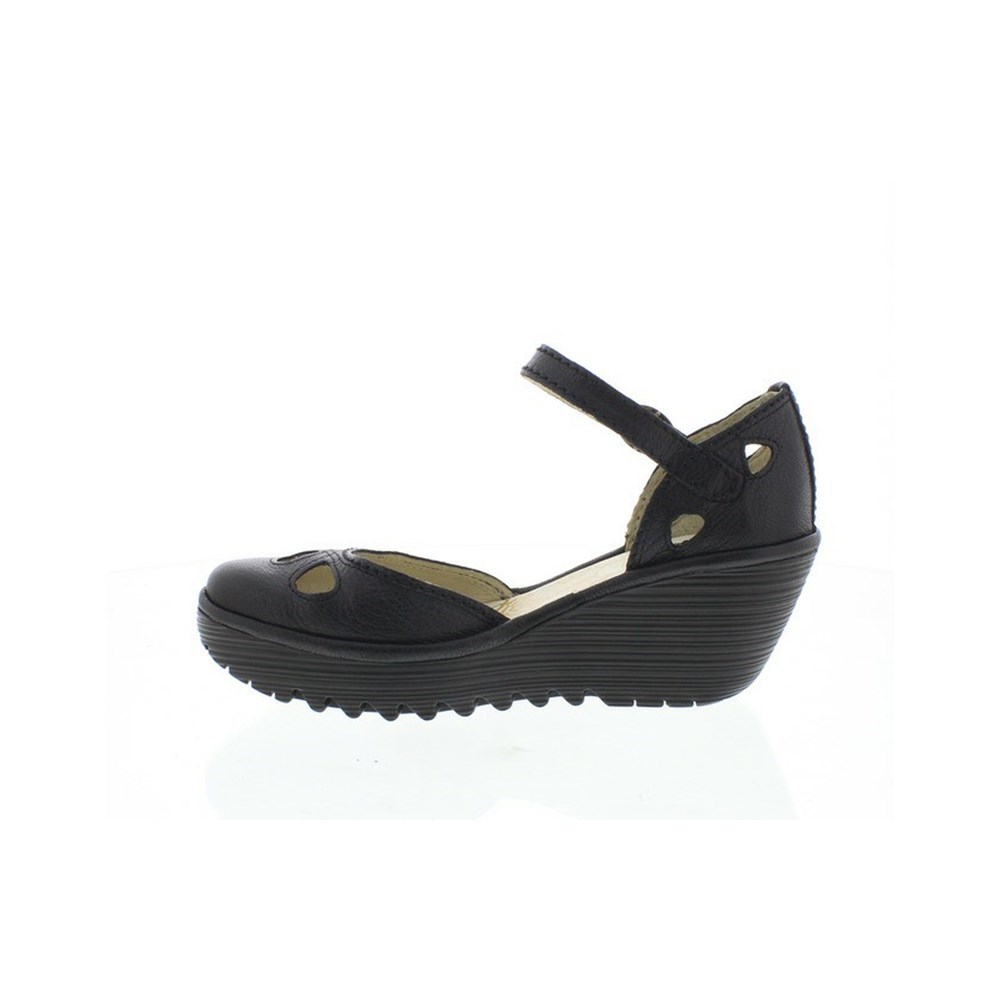Black Women's Fly London Yuna Wedge | RZSG-45673