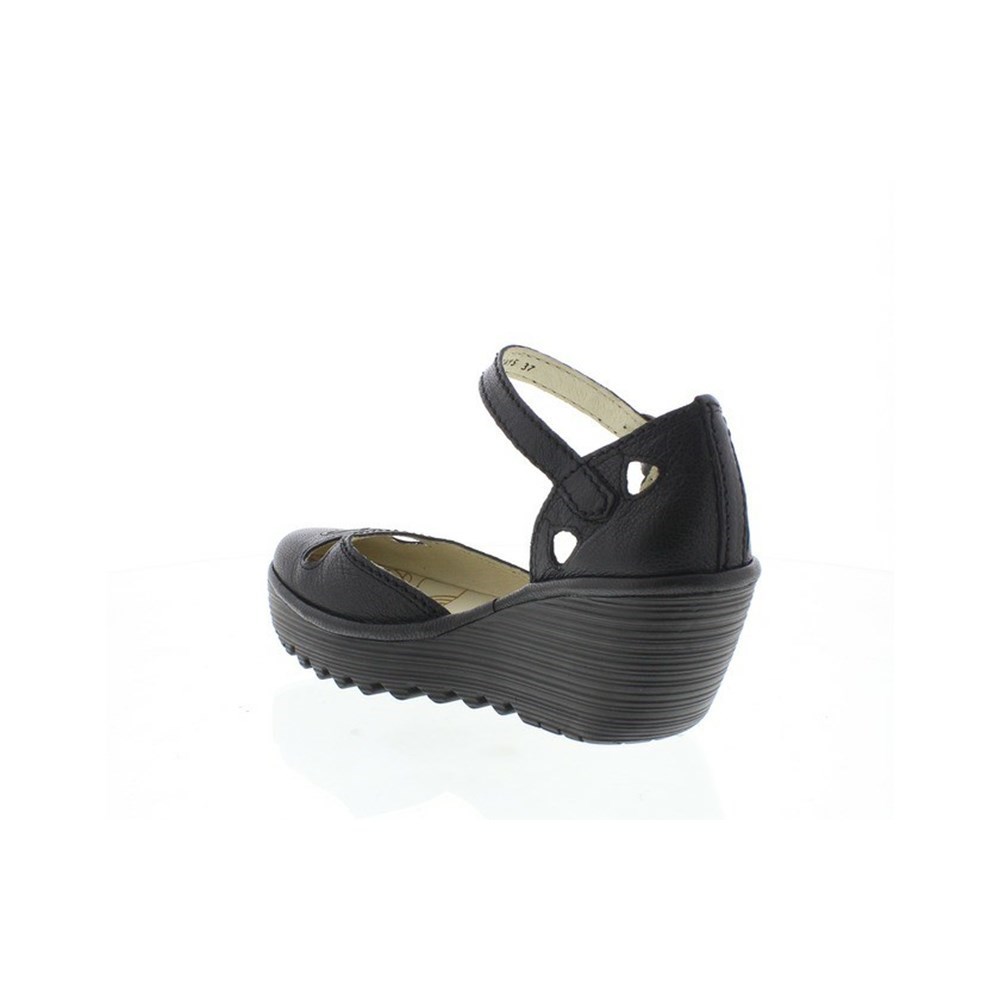 Black Women's Fly London Yuna Wedge | RZSG-45673