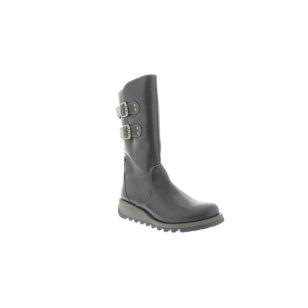 Black Women's Fly London suli Mid Calf Boots | XQKC-97813
