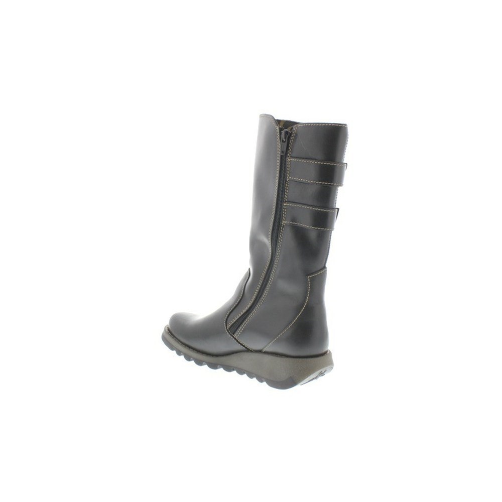 Black Women's Fly London suli Mid Calf Boots | XQKC-97813