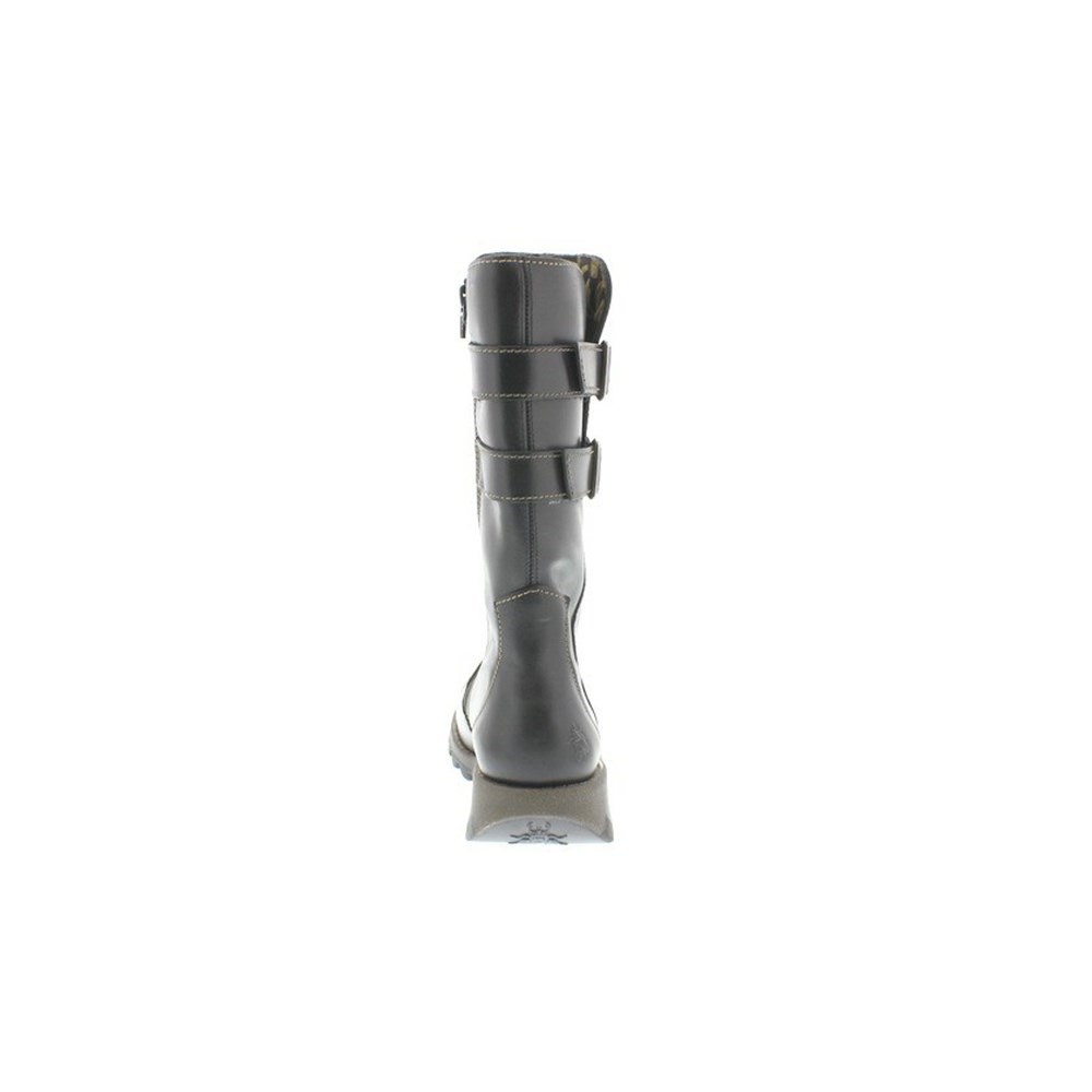 Black Women's Fly London suli Mid Calf Boots | XQKC-97813