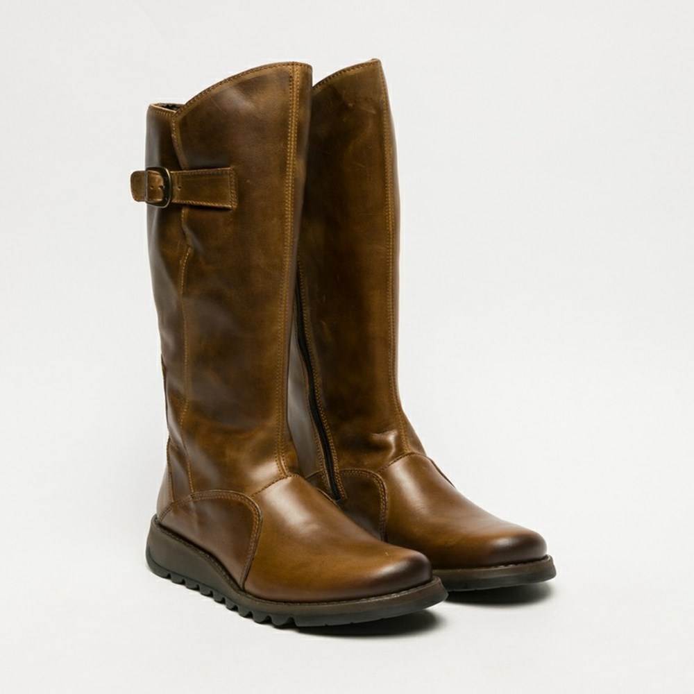 Brown Women's Fly London Mol 2 Knee High Boots | URMB-50298