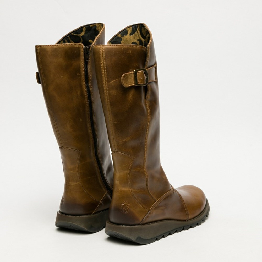 Brown Women's Fly London Mol 2 Knee High Boots | URMB-50298