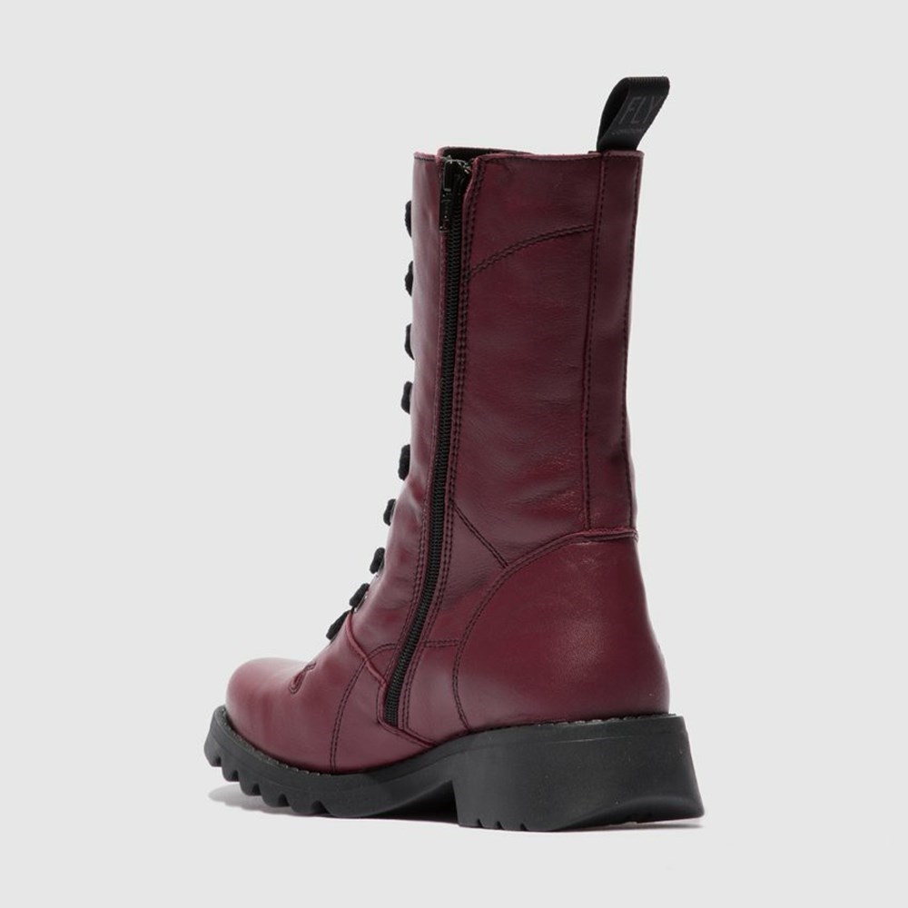 Burgundy / Black Women's Fly London Reba640fly Ankle Boots | GPEM-90645