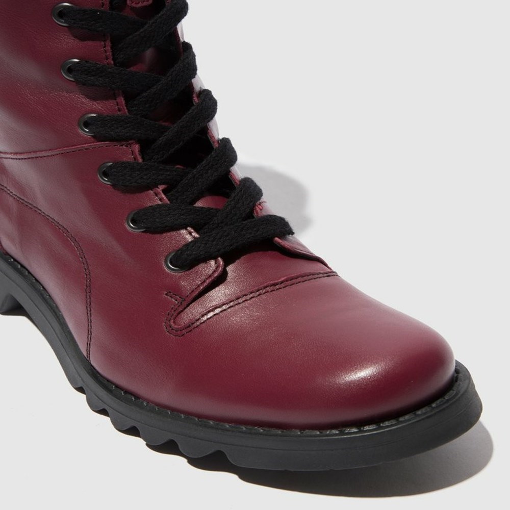 Burgundy / Black Women's Fly London Reba640fly Ankle Boots | GPEM-90645
