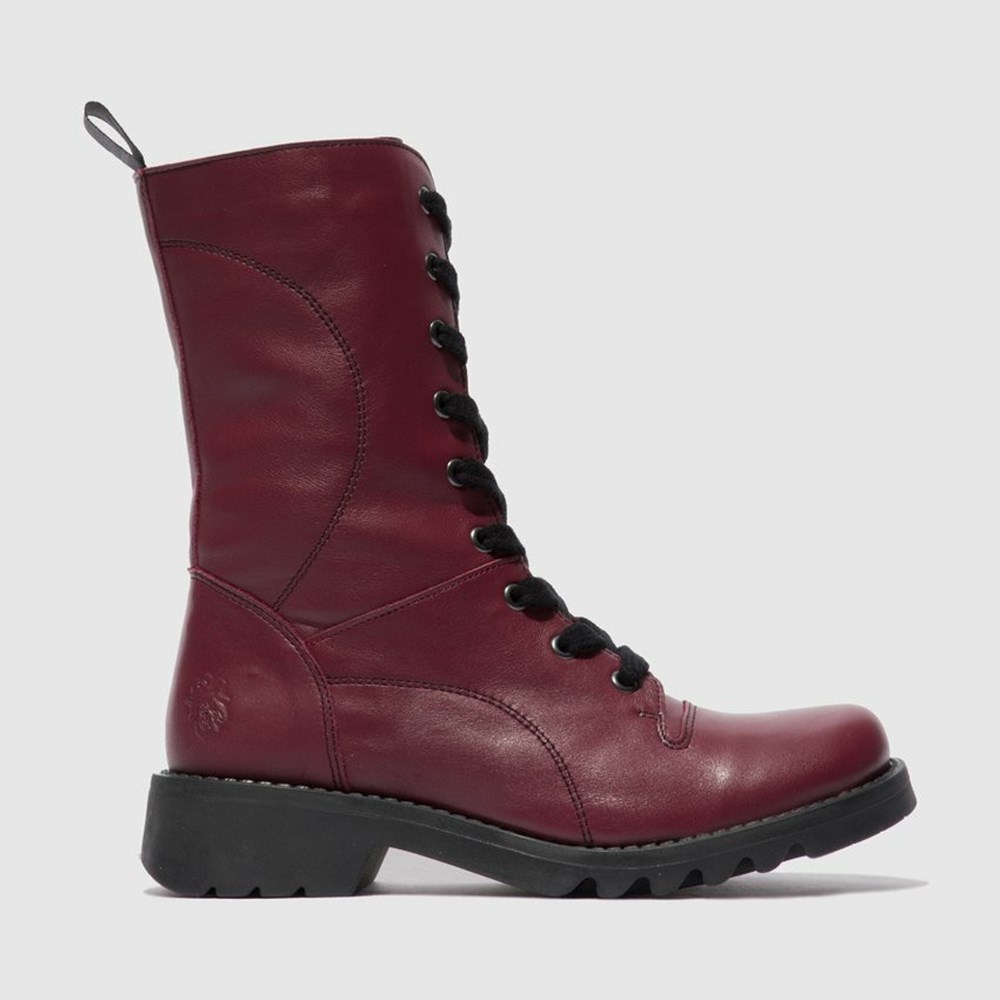 Burgundy / Black Women\'s Fly London Reba640fly Ankle Boots | GPEM-90645