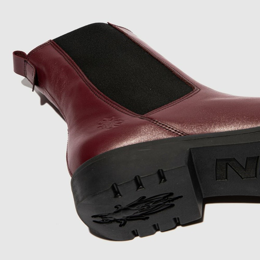 Burgundy / Black Women's Fly London Rein795fly Ankle Boots | FNHD-21498