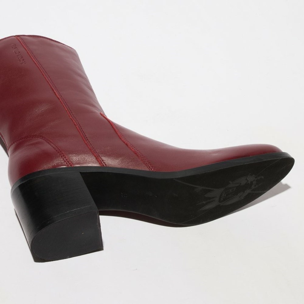 Burgundy Women's Fly London Asta914fly Mid Calf Boots | ZFSJ-60385