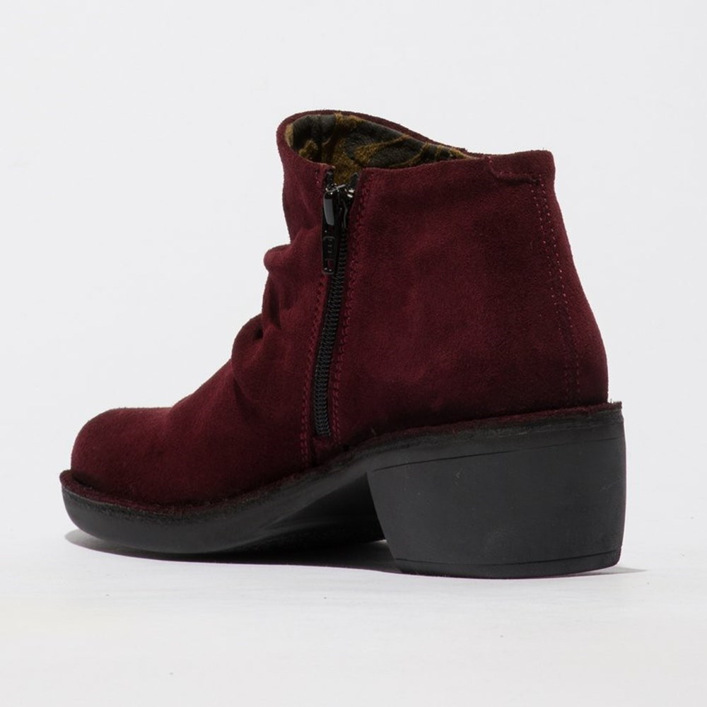 Burgundy Women's Fly London Merk093fly Ankle Boots | TOFB-46902