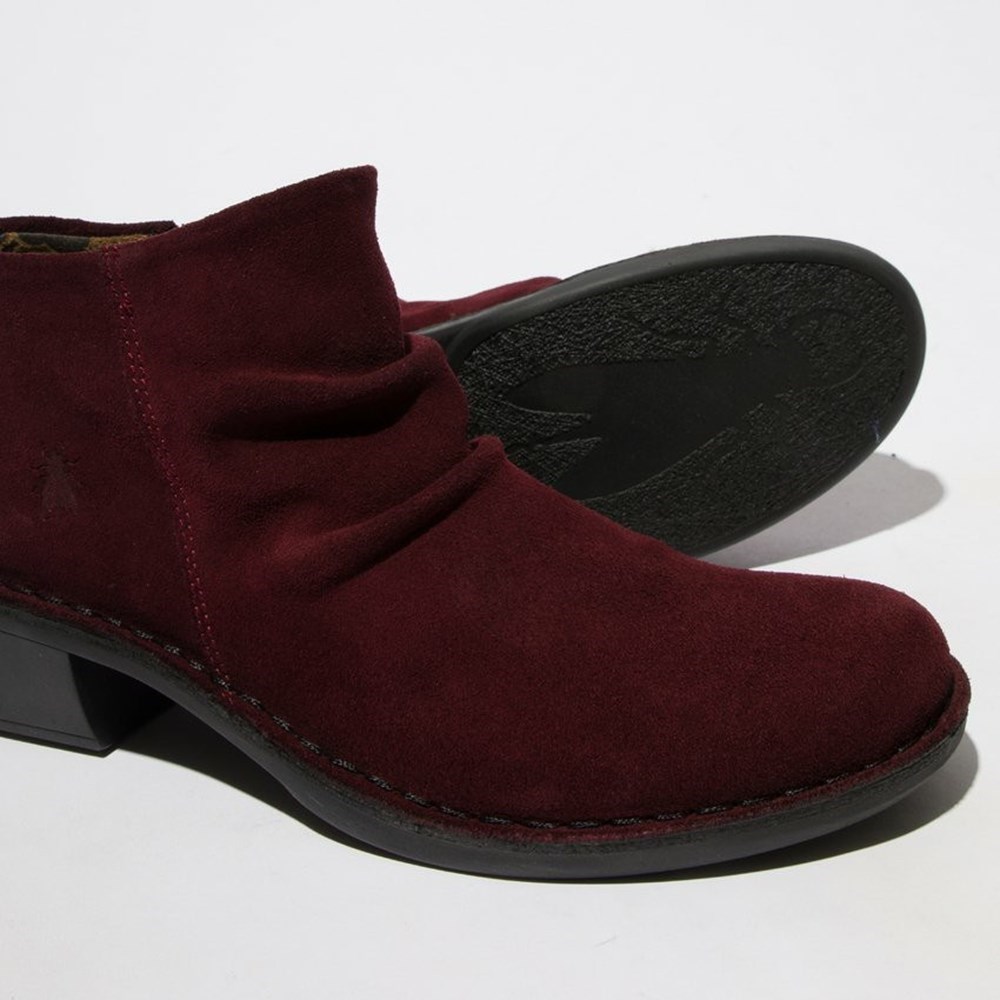 Burgundy Women's Fly London Merk093fly Ankle Boots | TOFB-46902
